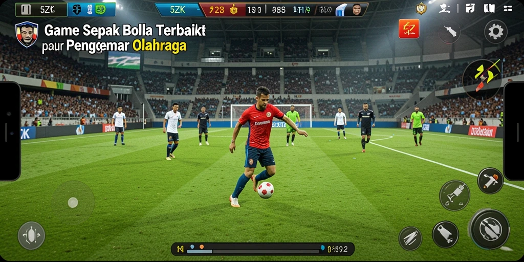 Tampilan gameplay 5ZK dengan aksi sepak bola yang mendebarkan.