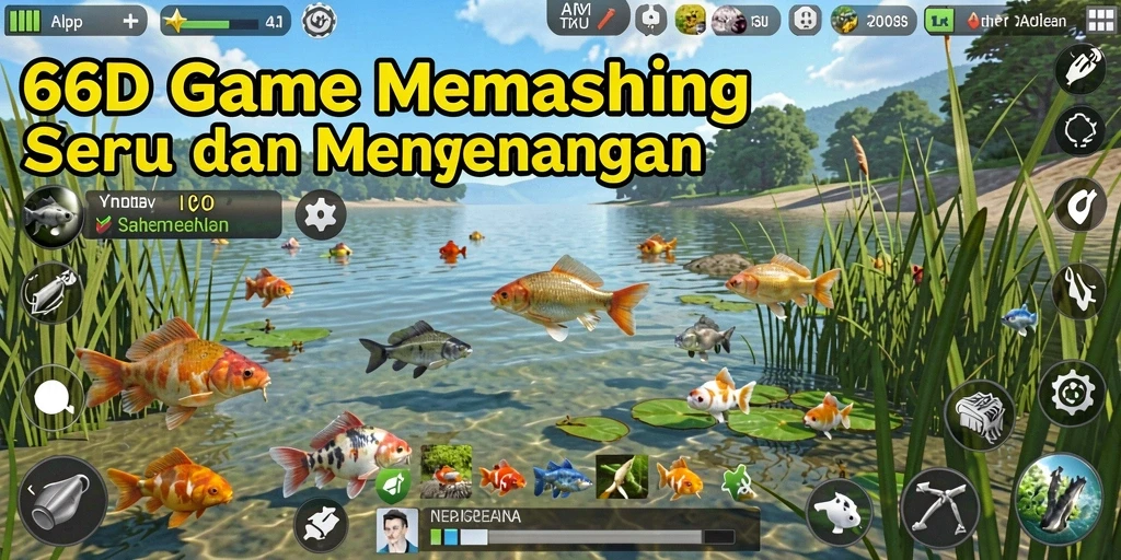 Tampilan gameplay 66D yang menampilkan keseruan memancing.
