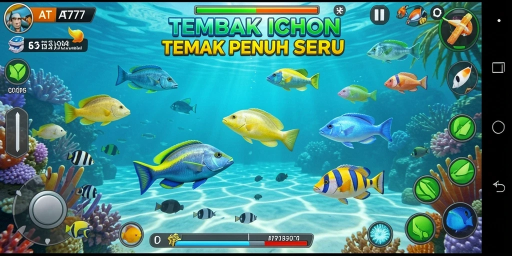 Gameplay seru dalam AT777 saat menangkap ikan.