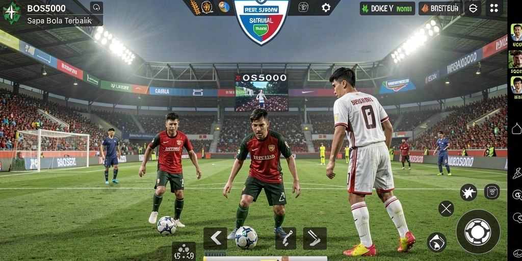 Gameplay mendebarkan dari BOS5000 dengan aksi sepak bola yang intens.