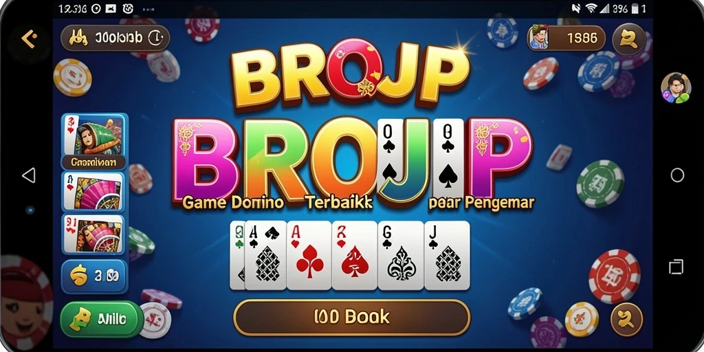 Screenshot gameplay BROJP menampilkan suasana seru permainan domino.