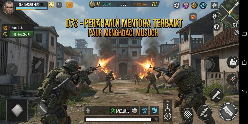 Tampilan gameplay D73 yang mendebarkan dalam pertahanan menara.