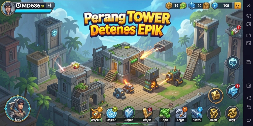 Gameplay mendebarkan di DMD686 dengan strategi menara