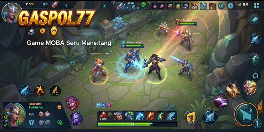 Tampilan gameplay seru dari GASPOL77 yang mempertunjukkan aksi MOBA.