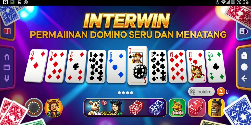 Screenshot INTERWIN menampilkan pemain asyik bermain Domino dengan teman-teman.