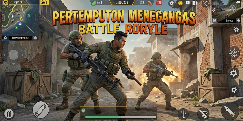 Screenshot gameplay JUDOL303 yang menunjukkan aksi pertarungan seru di Battle Royale.