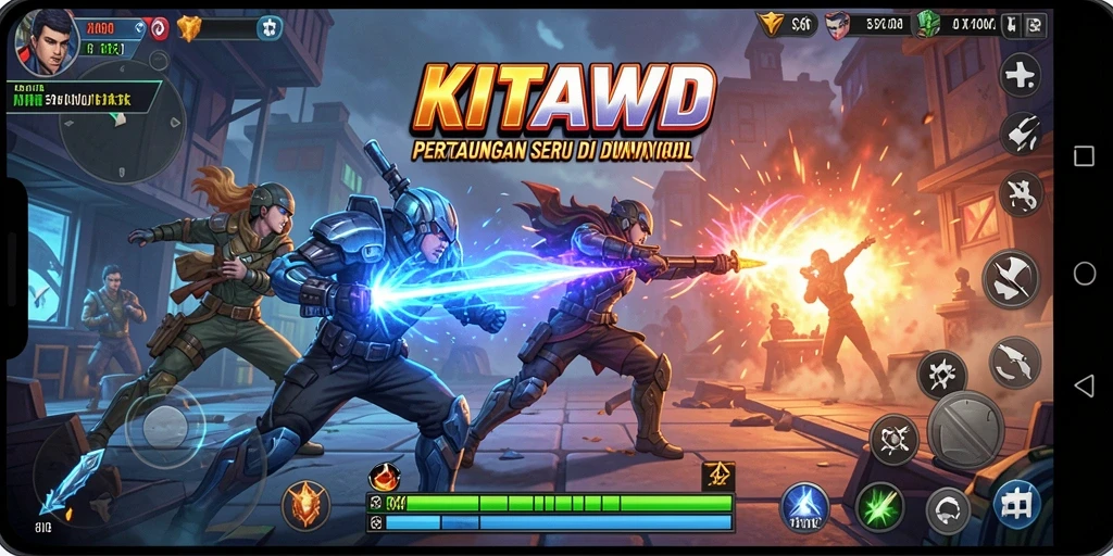 Layar utama KITAWD saat pertarungan epik antara karakter.