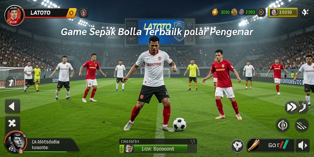 Screenshot menunjukkan aksi mendebarkan dalam permainan sepak bola.