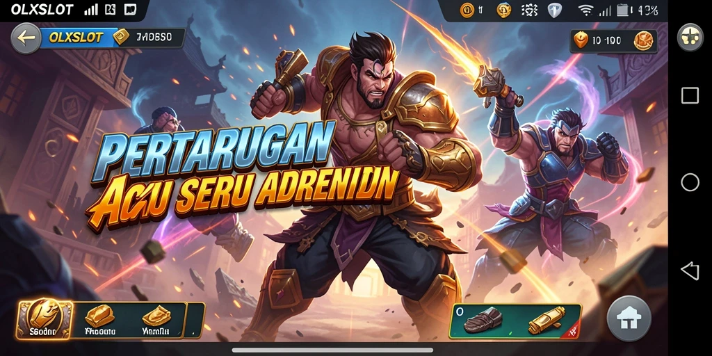 Screenshot OLXSLOT menampilkan pertarungan seru antara dua karakter beraksi.