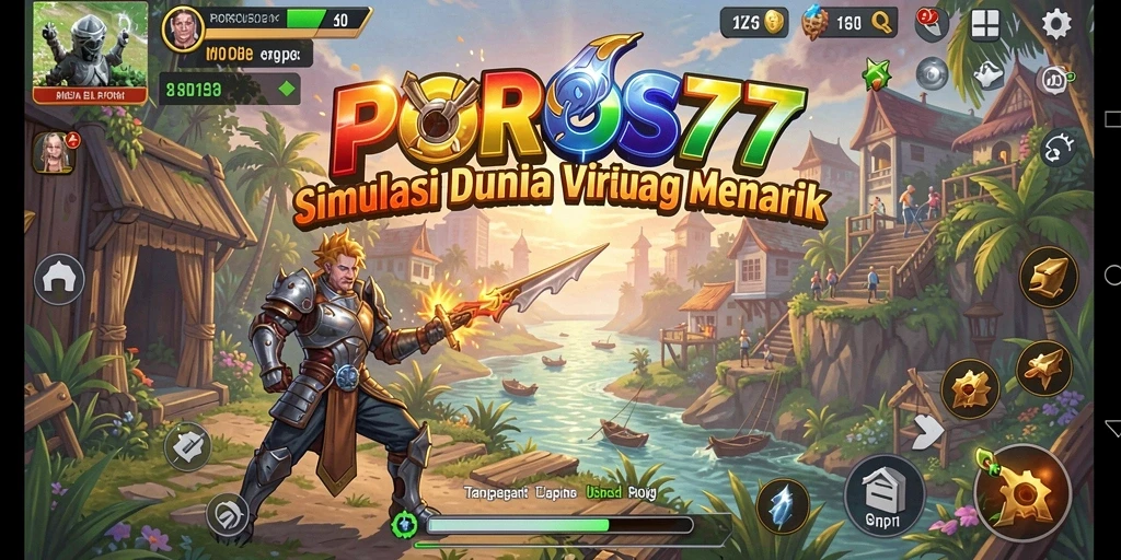 Screenshot gameplay POROS77 menunjukkan dunia virtual yang menarik dan interaktif.