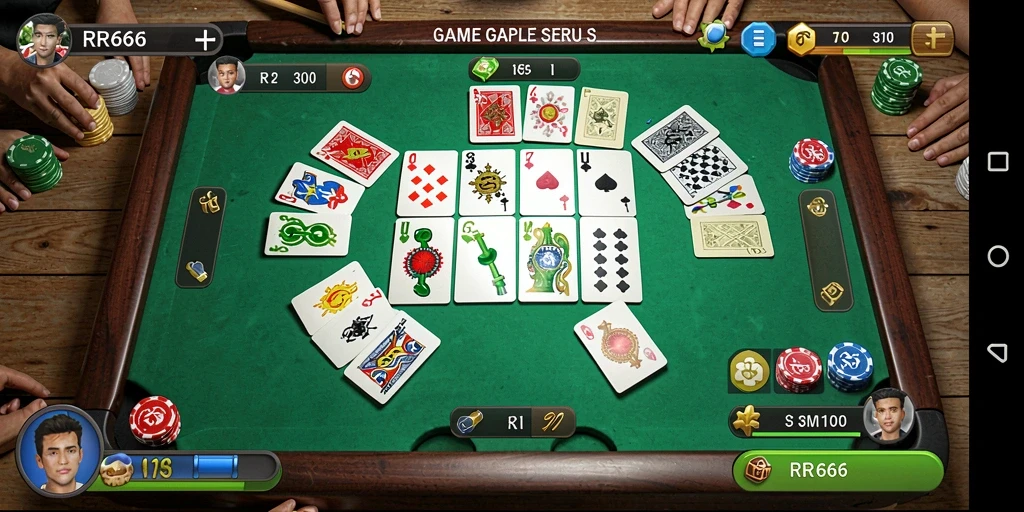 Screenshot gameplay Gaple yang menampilkan momen seru di RR666.