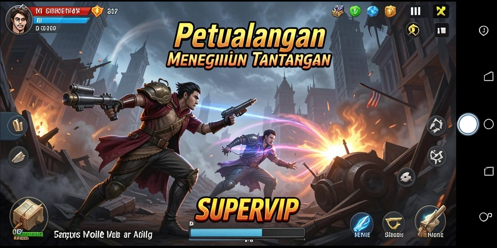 Gameplay menegangkan dengan karakter petualang di SUPERVIP.