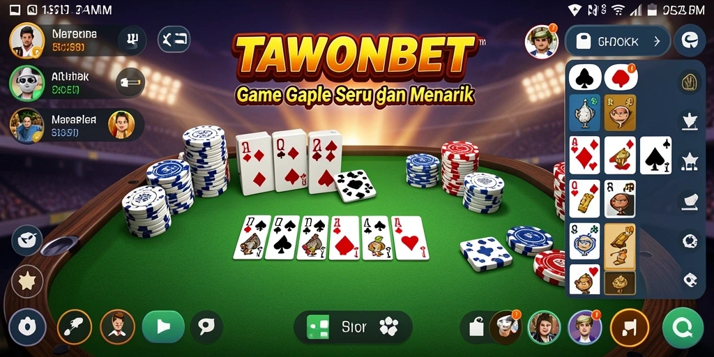 Tampilan gameplay seru TAWONBET untuk bermain Gaple.