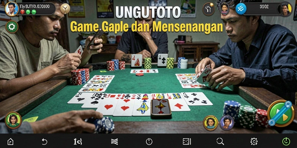 Tampilan gameplay seru dan menarik dari UNGUTOTO dengan kartu Gaple.