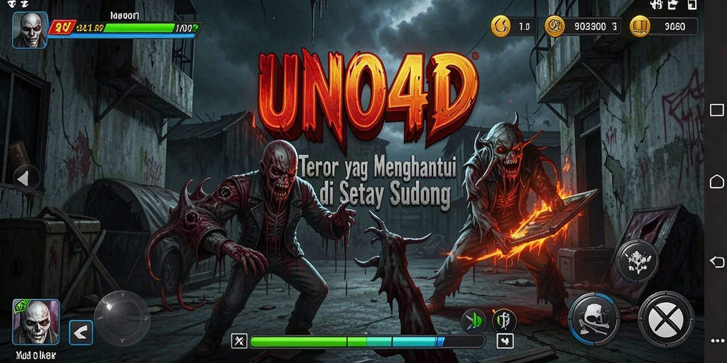 Screenshot gameplay UNO4D menampilkan suasana mencekam yang penuh ketegangan.