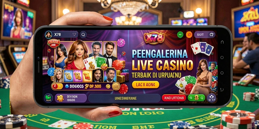 Screenshot gameplay X78 yang menampilkan suasana Live Casino yang mendebarkan.